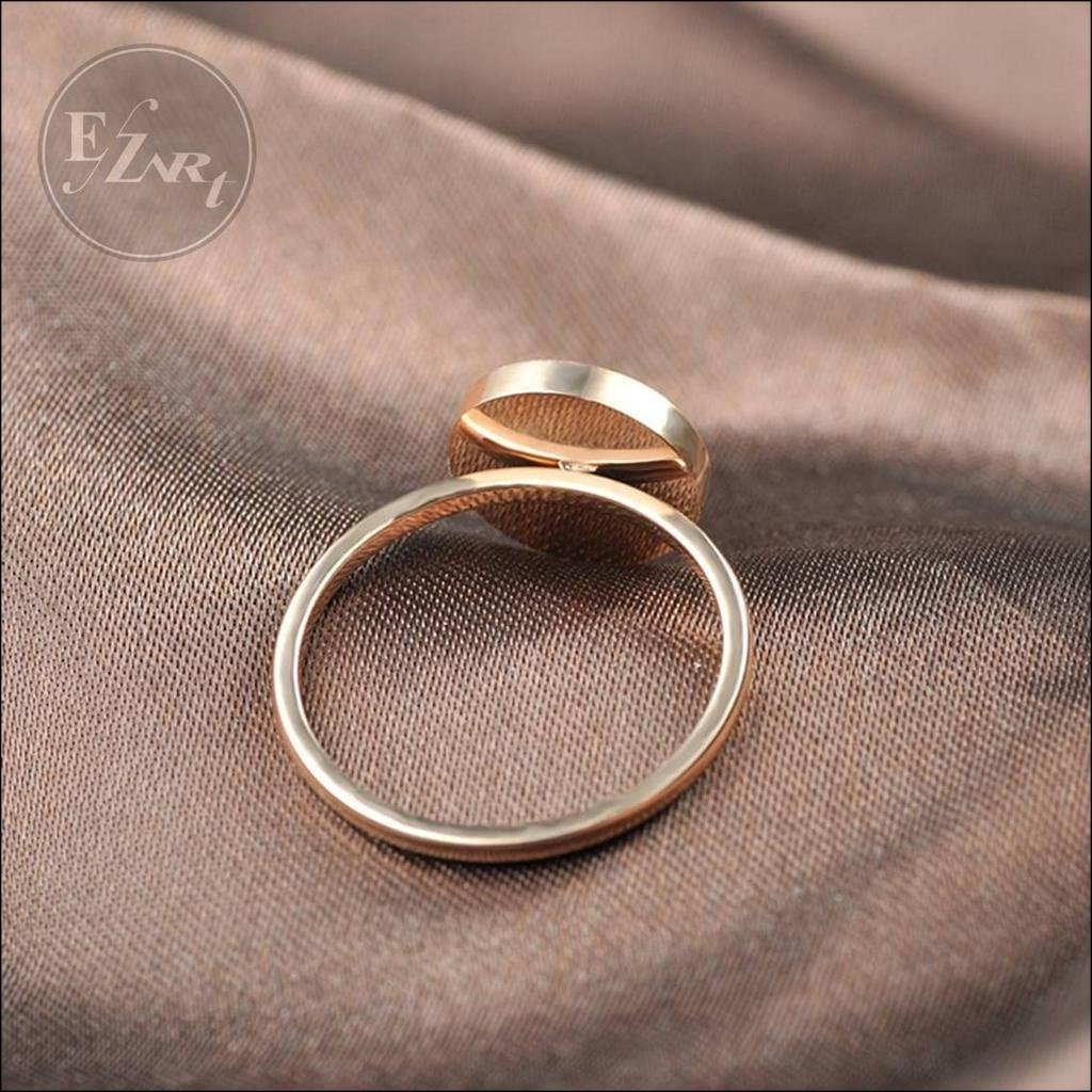 CINCIN CUSTOM HURUF INISIAL ROSE GOLD BULAT WARNA HITAM UNTUK WANITA BAHAN TITANIUM STEEL