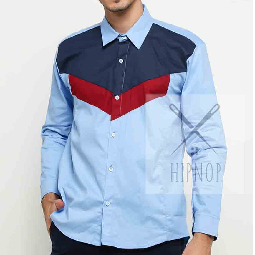 HipNop Kemeja Pria SIZE L Lengan Panjang SlimFit Atasan Pria Formal Kasual Polos Pakaian Cowok MIX