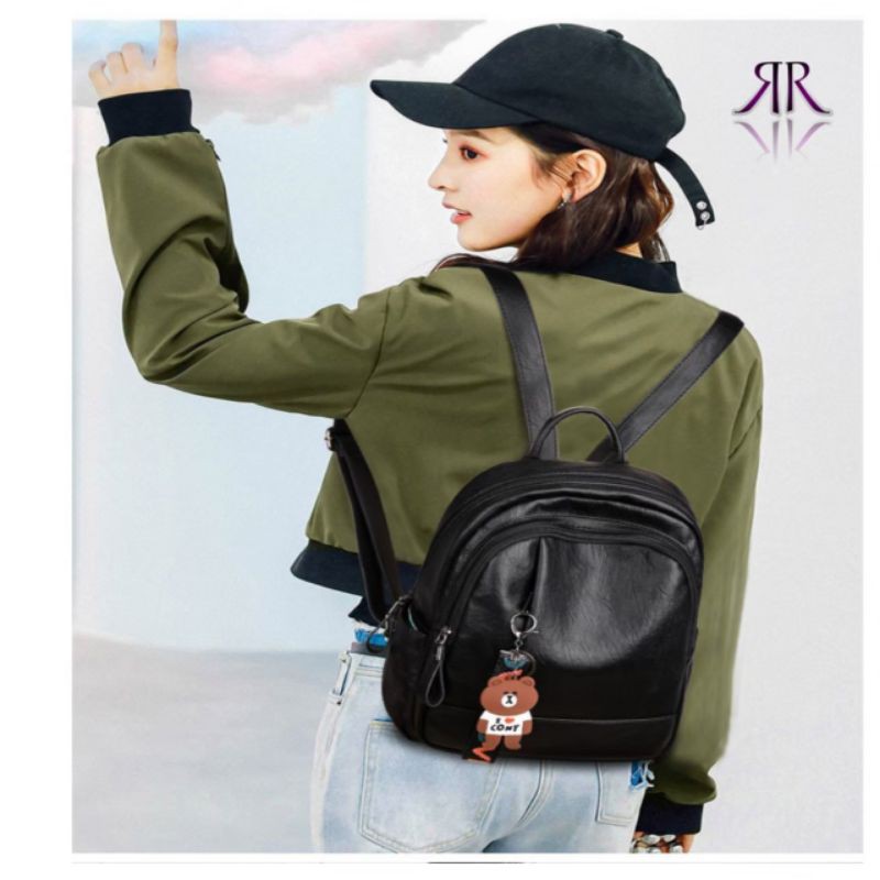 Tas Ransel kulit Asli Backpack Kulit Tas wanita kulit hitam