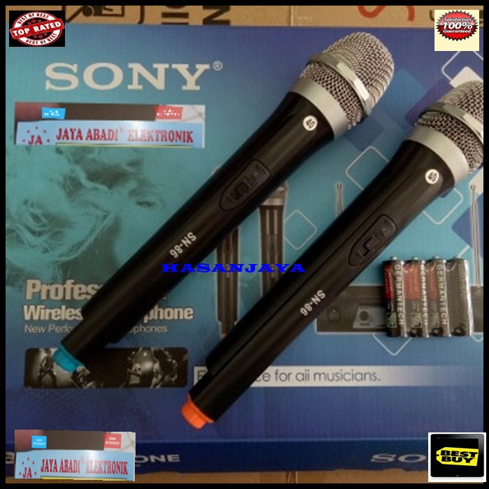 SONY mic karaoke sepasang mikrophone Wireless microphone wireles pro suara audio sound sistem vokal vocal mik professional panggung dj studio EUT  Sepasang jarak mic bisa pakai sampe 20-40 meter.  BISA DIPAKAI KE SEGALA ALAT AUDIO  Mic Wireless Sony SN 70