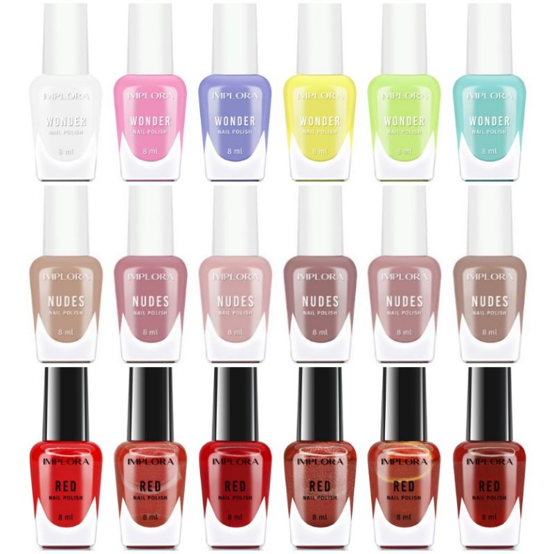 Implora Nail Polish Nude Red Wonder Hitam Bening Kutek Non Peel Off Muslimah Halal