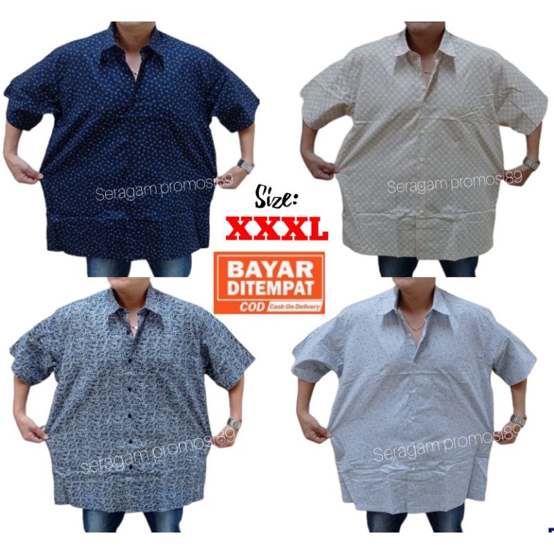 KEMEJA LENGAN PENDEK KATUN - size XXXL - BIG SIZE - JUMBO