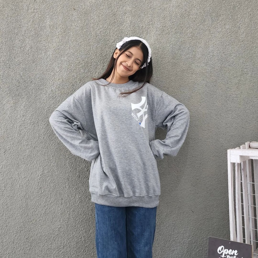 Sweatsthirt korean masa Kekinian motif NYCH Bahan Fleece