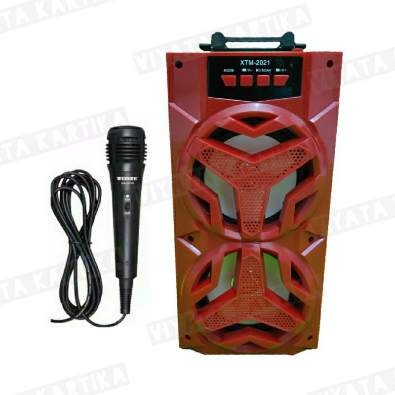 mic dan speaker bluetooth karaoke double bass hight sound xtm-2021 karokean sepuasnya