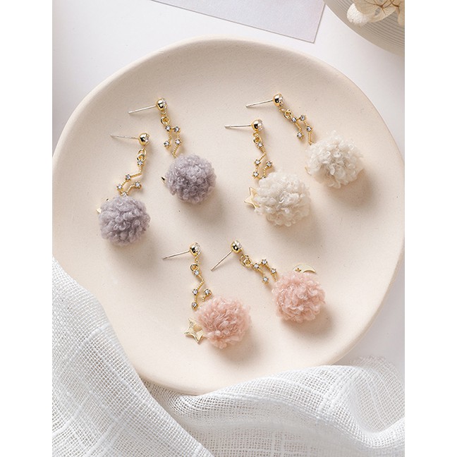 LRC Anting Tusuk Fashion 925 Silver Needle Star Moon Ball Earrings D48786