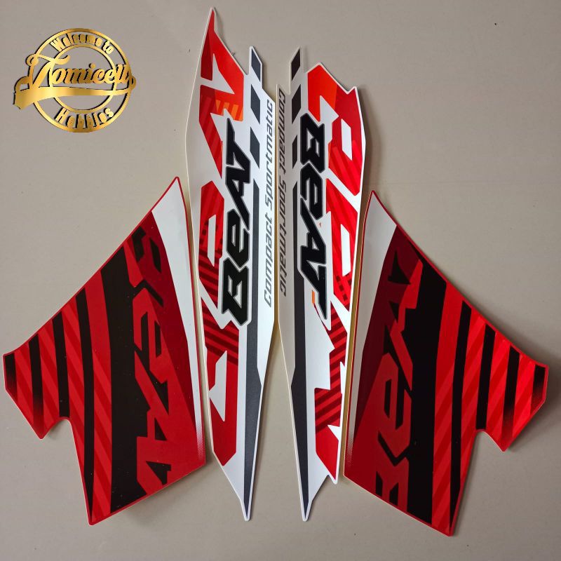 stiker striping honda new beat CBS sporty warna merah 2021 2022 eSP