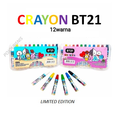 CRAYON BT21 LIMITED EDITION 12 WARNA / KRAYON 12 WARNA BT21