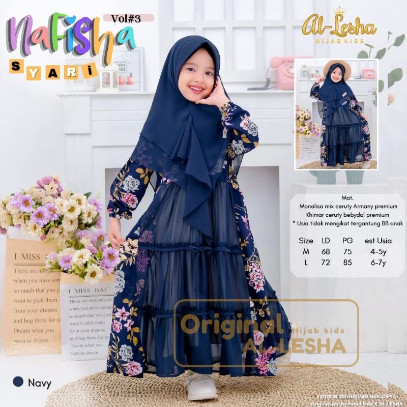 alesha kids syari/gamis ori/gamis anak medan/gamis anak/baju lebaran anak/baju anak syari