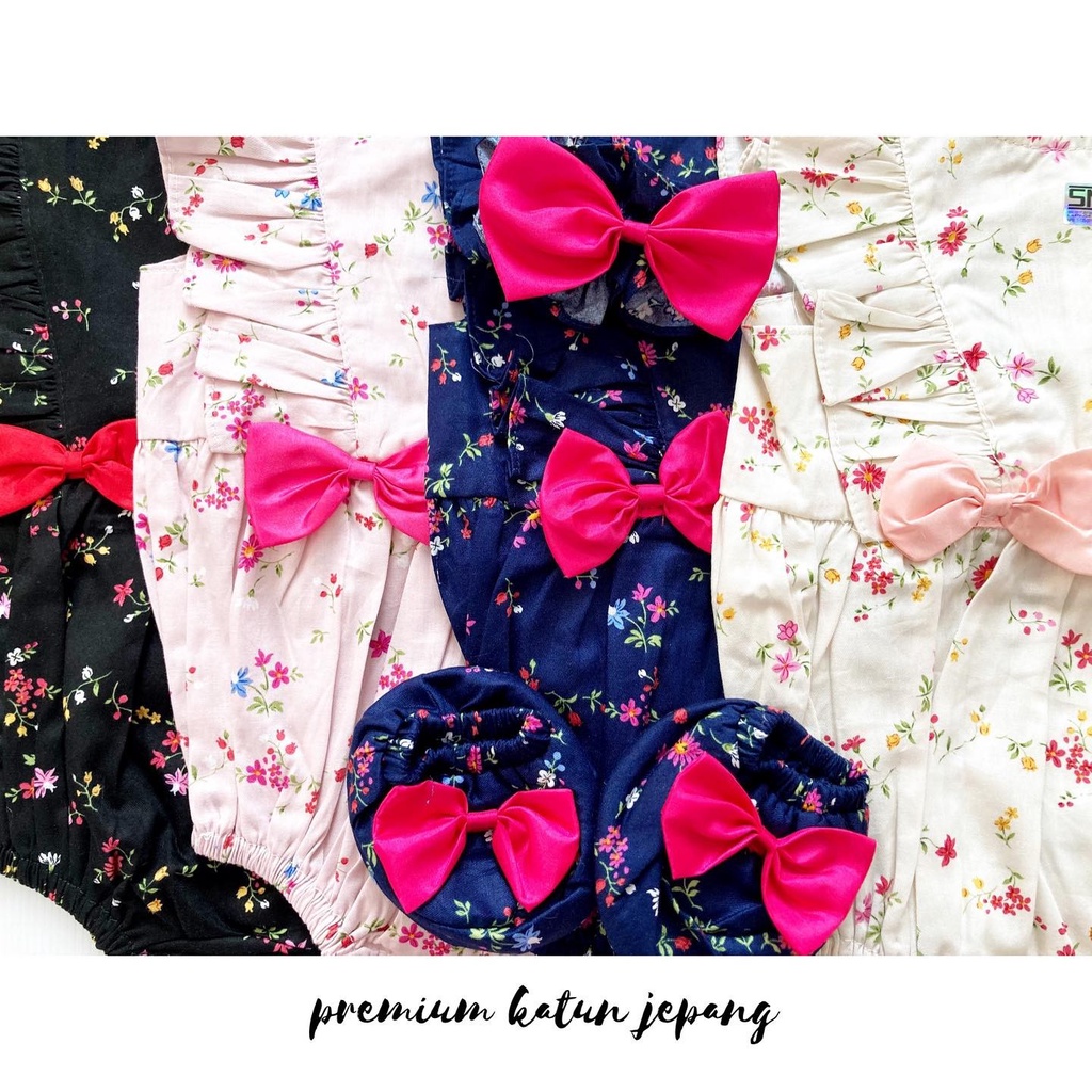 MELANIE / CLARA MICHA / TALITHA GIANNA EMMA CHERRY jumper bayi perempuan Baju setelan jumper rok bunga bandana sepatu pergi lucu fashion anak bayi-2