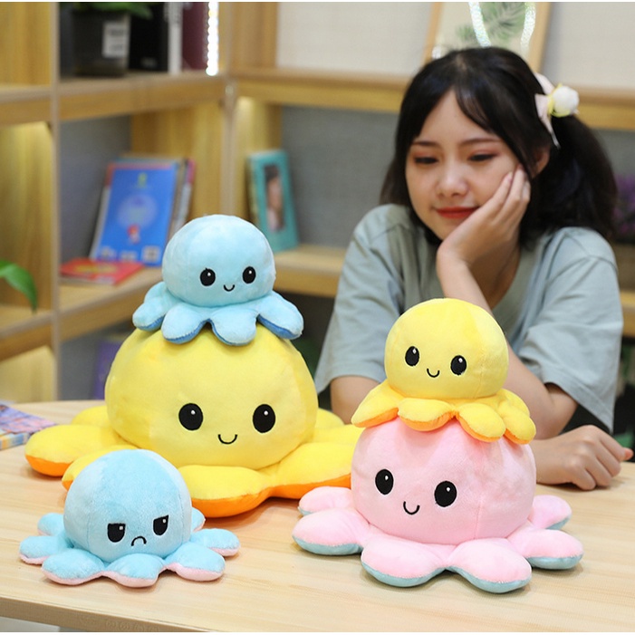 Boneka Gurita Octopus Halus Bolak - Balik Dua Sisi Reversible UKURAN Besar