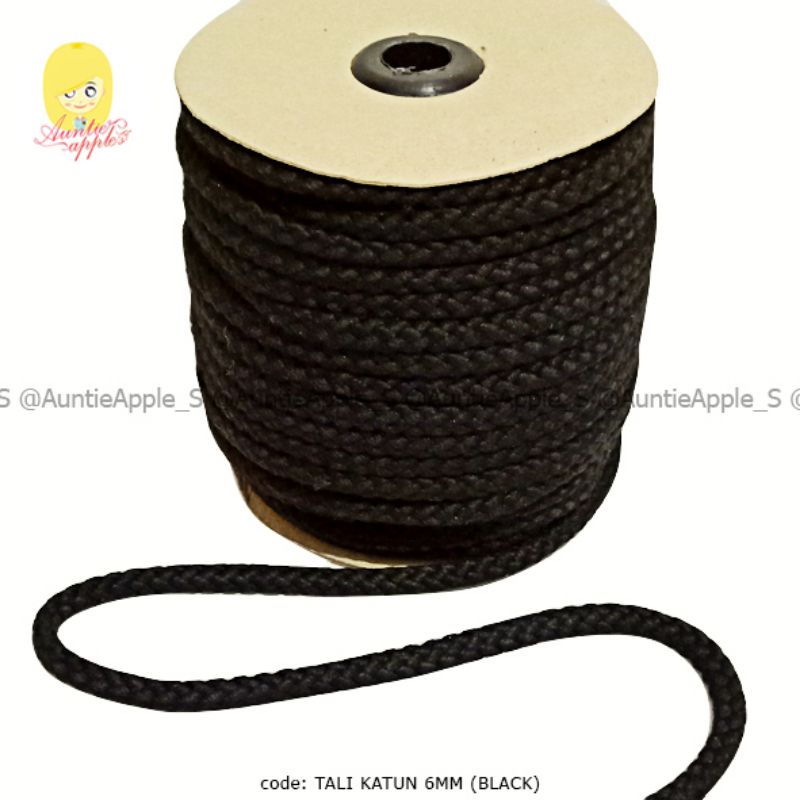 3MM/5MM/6MM TALI TAMBANG KATUN HITAM/TALI MACRAME/TALI TAS SERUT/DEKORASI/KERAJINAN TANGAN MACRAME