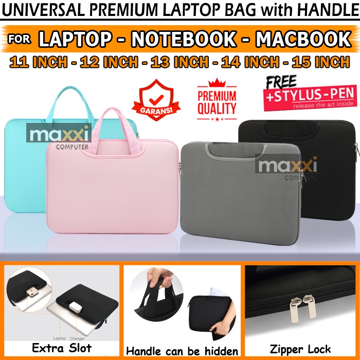 Tas Sleeve Laptop 11 12 13 14 15 Inch Macbook Asus Acer Lenovo HP Dell Samsung Toshiba Pouch Sarung 