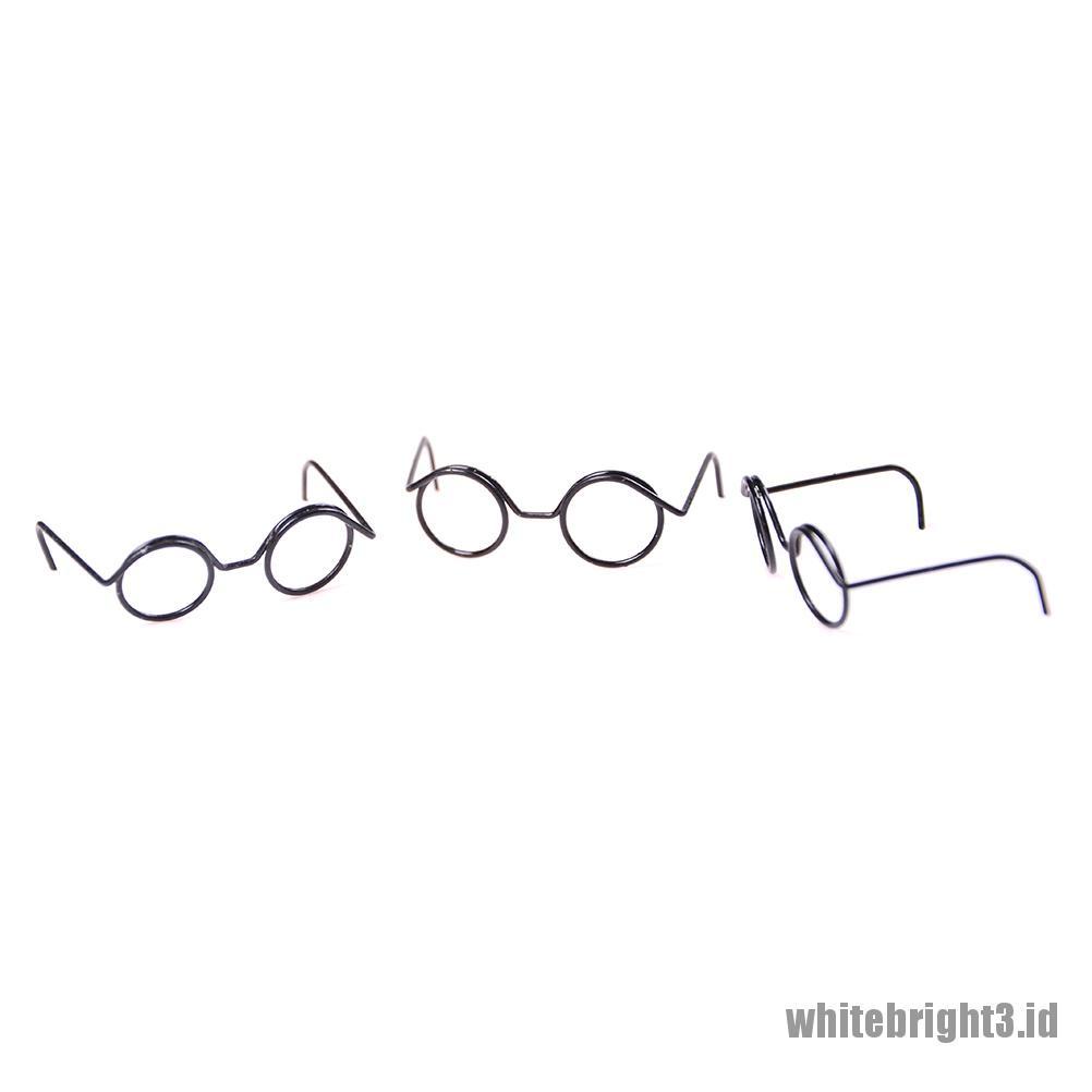 (white3) 2pcs Kacamata Frame Bulat Tanpa Lensa Gaya Retro Untuk Boneka BJD 1 / 6 30cm