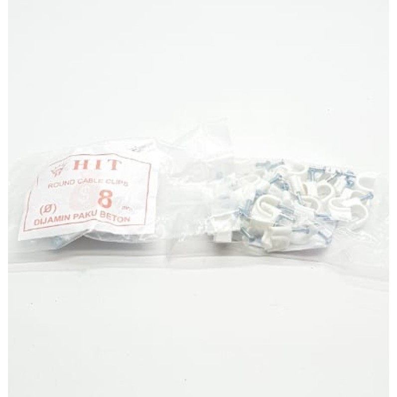 HIT 8mm Klem Kabel 100% JAMIN ASLI Paku Beton  (+/- 40 pcs)