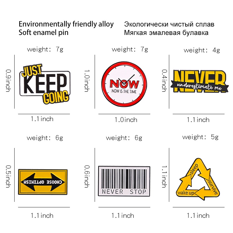 Bros Pin Desain Tanda Peringatan 6 Gaya Untuk Aksesoris Pakaian