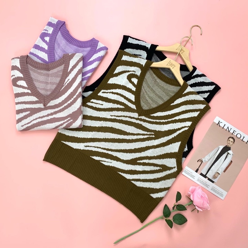 Lizzy - VEST ZEBRA KNIT PREMIUM