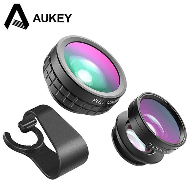 AUKEY 180 Degree Fisheye Lens + Wide Angle + Macro Lens 3 in 1 PL-A1 - Hitam /Acc HP
