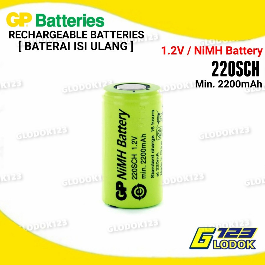 Baterai Sub Size C 2200mah NiMH 220SCH 1.2V Rechargeable Original GP