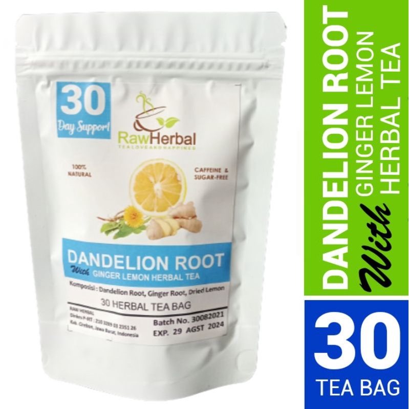 Dandelion Root Ginger Lemon Herbal Tea For Kidney Cleanse 30 Tea Bag