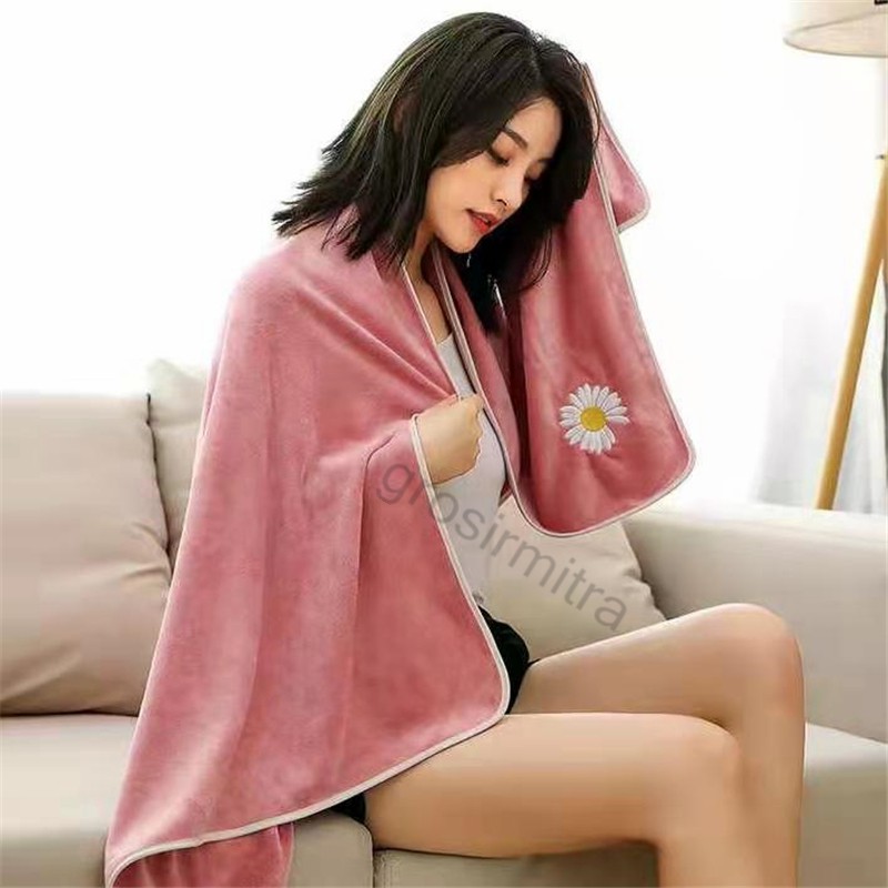 Handuk Mandi Dewasa Microfiber 70x140cm Handuk Mandi Murah Berkualitas Lembut Daya Serap Tinggi Motif Bunga