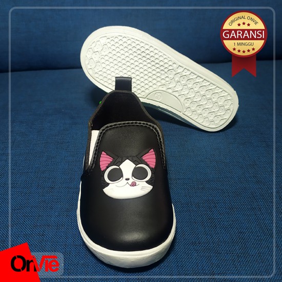 Sepatu Slip On Anak Perempuan Motif Kucing Karet 3D | Sepatu Flat Shoes Onvie