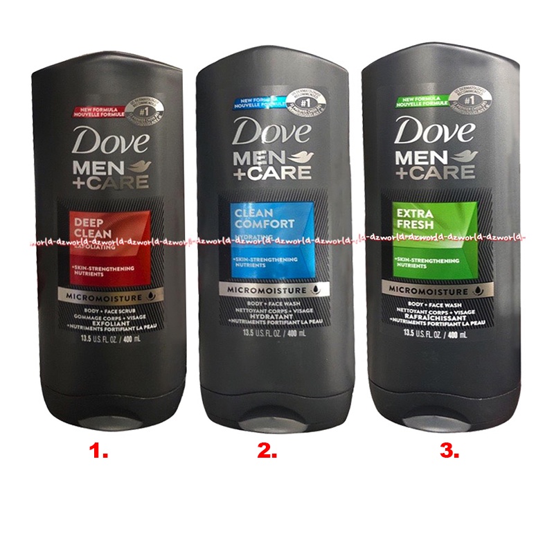 Dove Men Care 400ml Deep Clean Clean Comfort Extra Fresh Micromoisture Body Face Scrub Sabun Mandi Sabun Muka Wajah Pria Cowo Laki Laki Dovemen Dove Men's