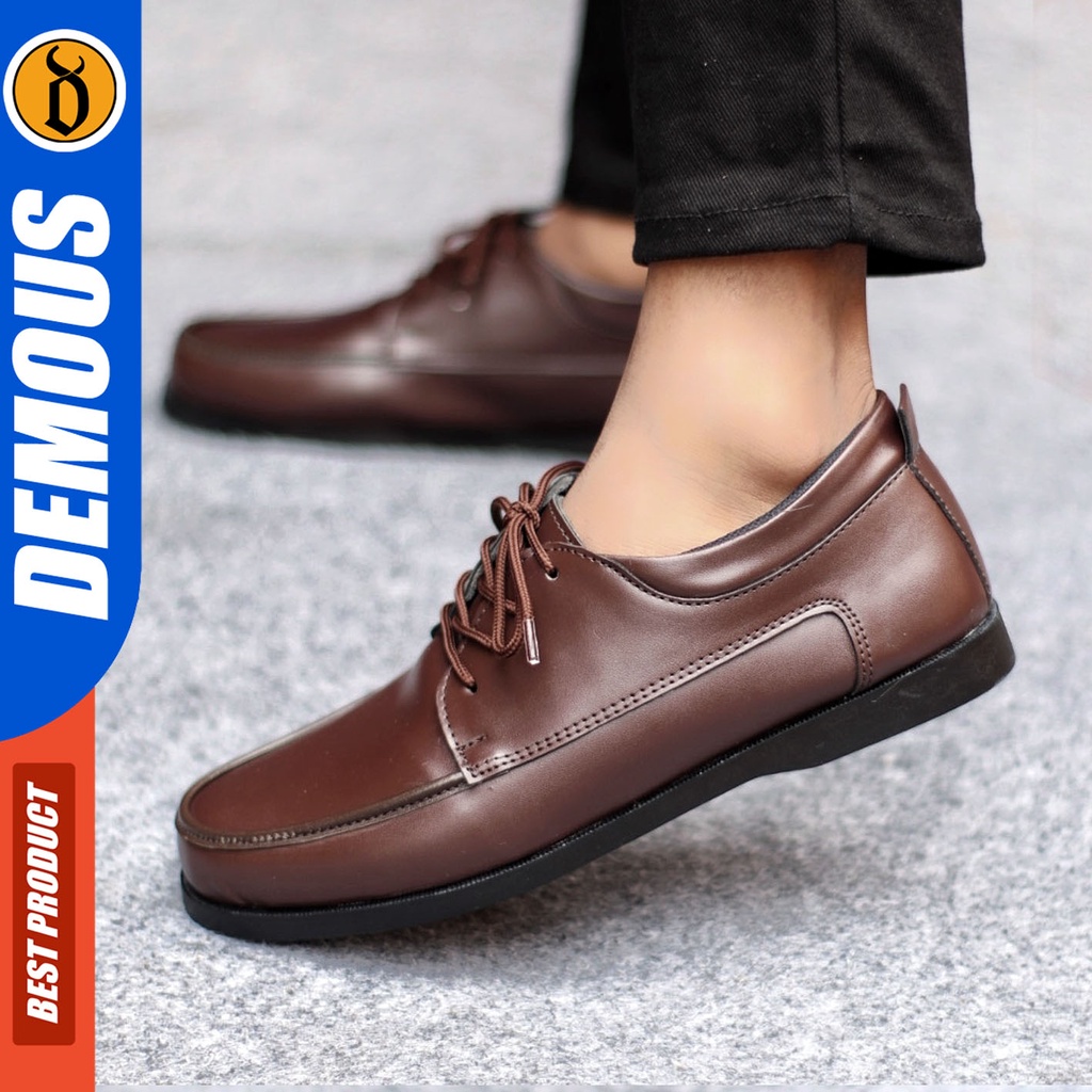 Sepatu Formal Pria Sepatu Casual Pria Kulit Pu Tali Sepatu Pantofel Kerja Kantor Kuliah Kondangan Sepatu Hitam Pria  DEMOUS MONZRE