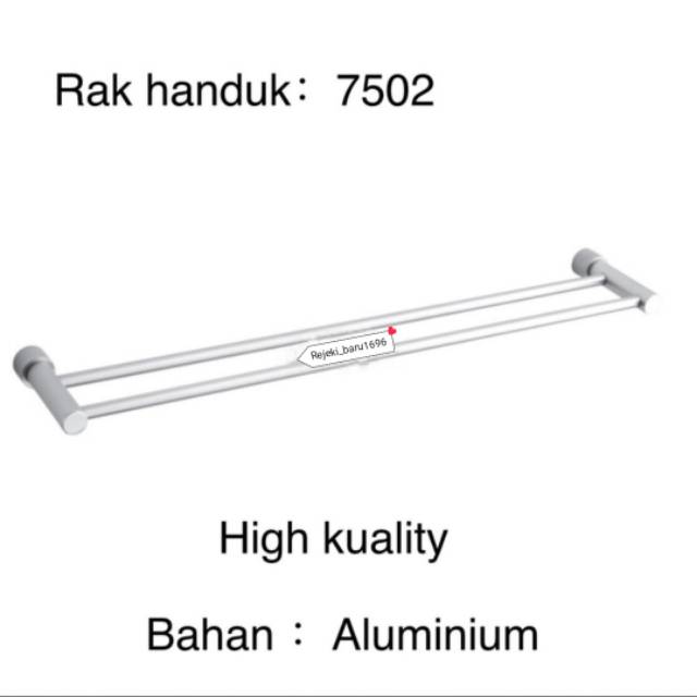 Rak dinding aluminium 2pipa / Rak handuk / Rak gantungan baju 7502