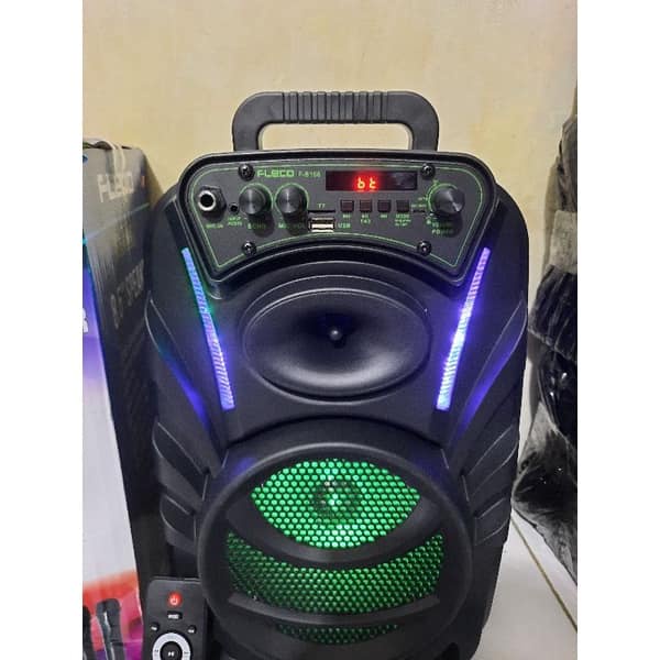 SPEAKER BLUETOOTH WIRELESS 8'5 INCH FLECO F-8166 / F 8166 / F8166 BONUS DUA MIC WIRELESS X-BASS