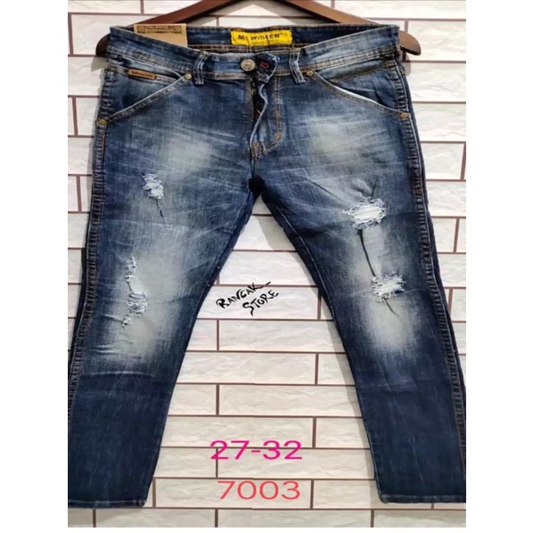 celana jeans panjang pria  sobek / wiscer panjang