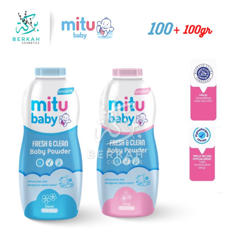 Mitu Baby Powder / Bedak Bayi 100gr Extra