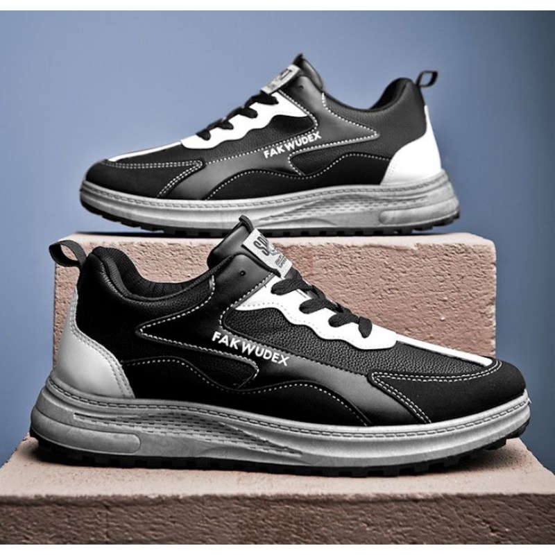Sepatu Sneakers 39-43 hitam putih Casual Sport Sekolah Pria Wanita Aero Medan shoes