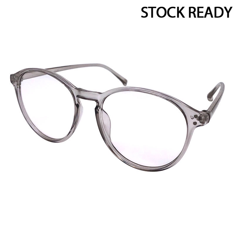 (JIUERBA)COD Fashion Korea Kacamata Bingkai Bulat Anti Cahaya Biru/Kacamata Sinar untuk Wanita/Pria Kacamata Tren-C5 ABU-ABU JELAS