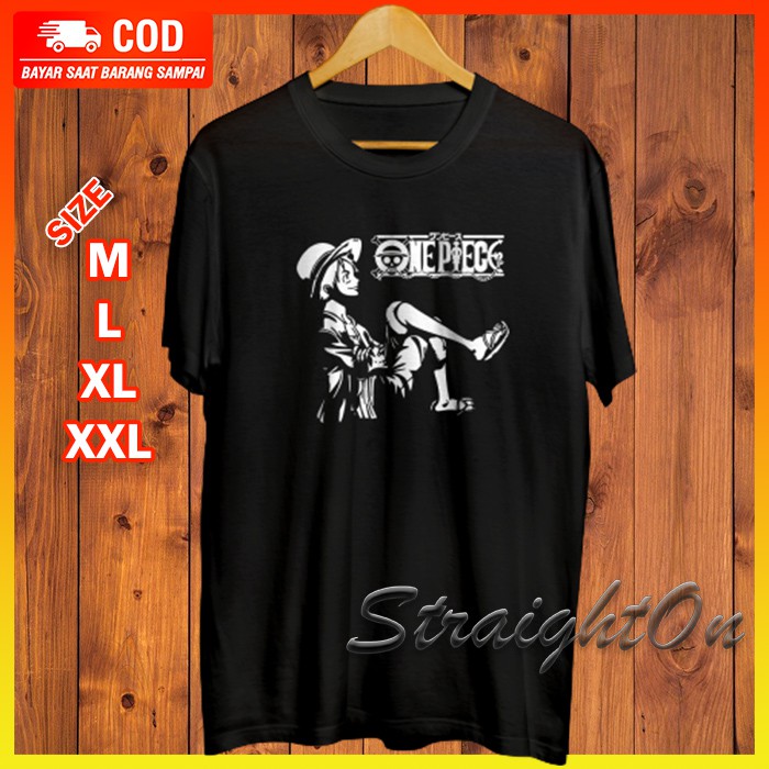 Kaos Baju Anime One Piece Luffy Duduk Distro Premium Oversize Ori Original Jepang Japan Pria Murah