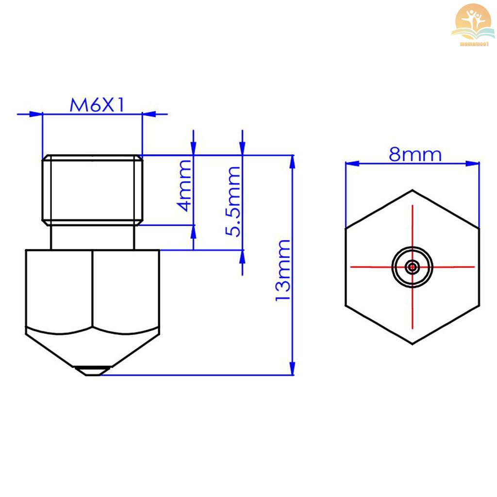 High Temperature MK8 Ruby Nozzle 0.4mm 3D Printer Parts for 1.75mm Filament PETG ABS PEI PEEK Compatible with Creality Ender 3 CR-10 Anet A8