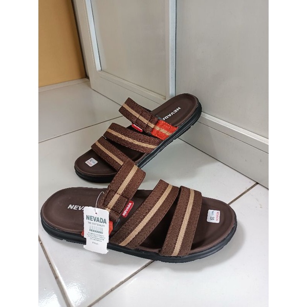 Sandal Bisbane Strap 3 Nevada Sendal Kulit Pria  | Sendal Cowok Casual