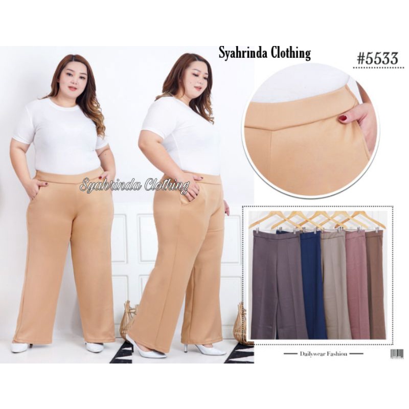 Celana Kulot Jumbo Allsize BIGSIZE Scuba Pants Wanita Premium Bawahan Plus Size Melar