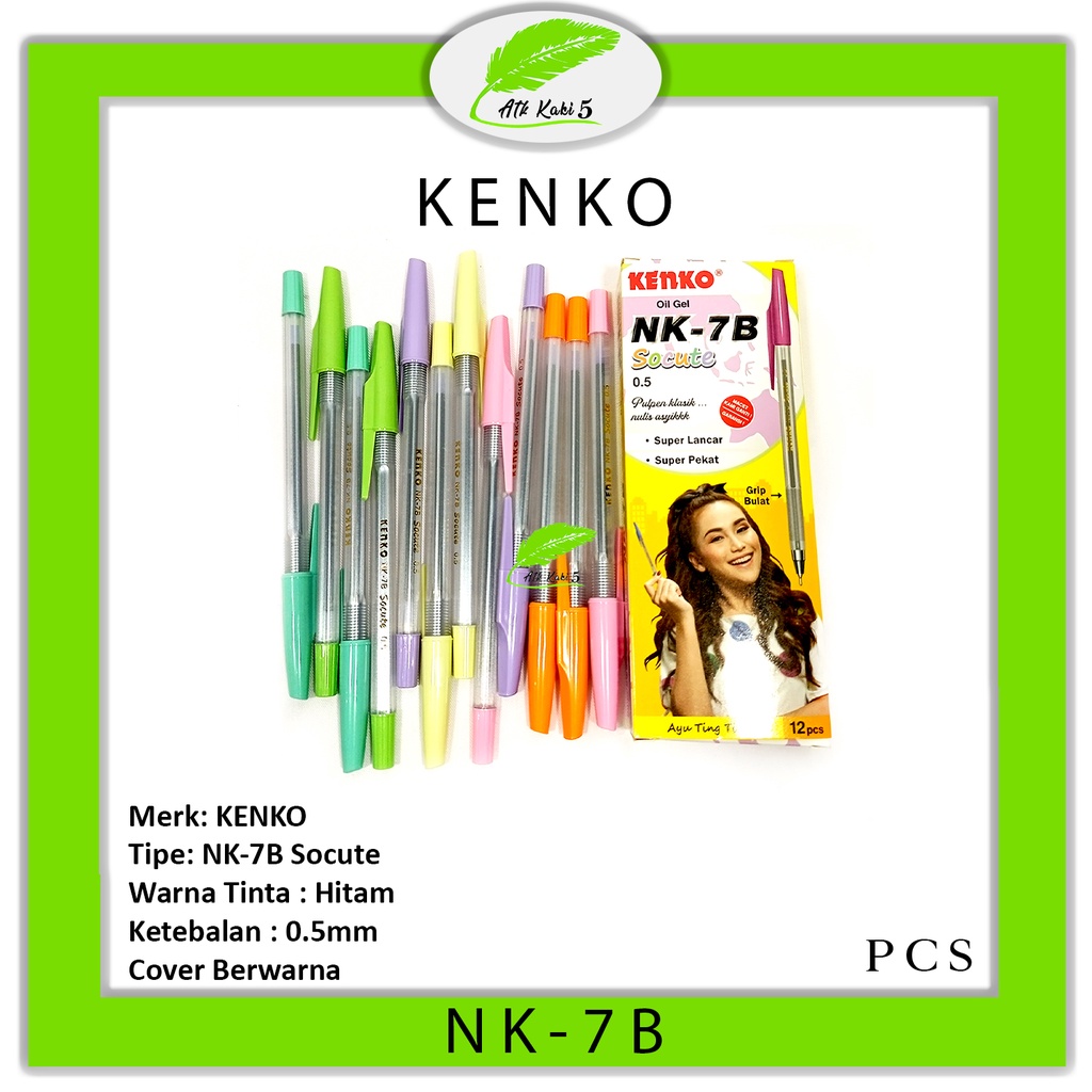 

KENKO Pulpen Oil Gel Pen NK-7B Socute 0.5mm - Pcs