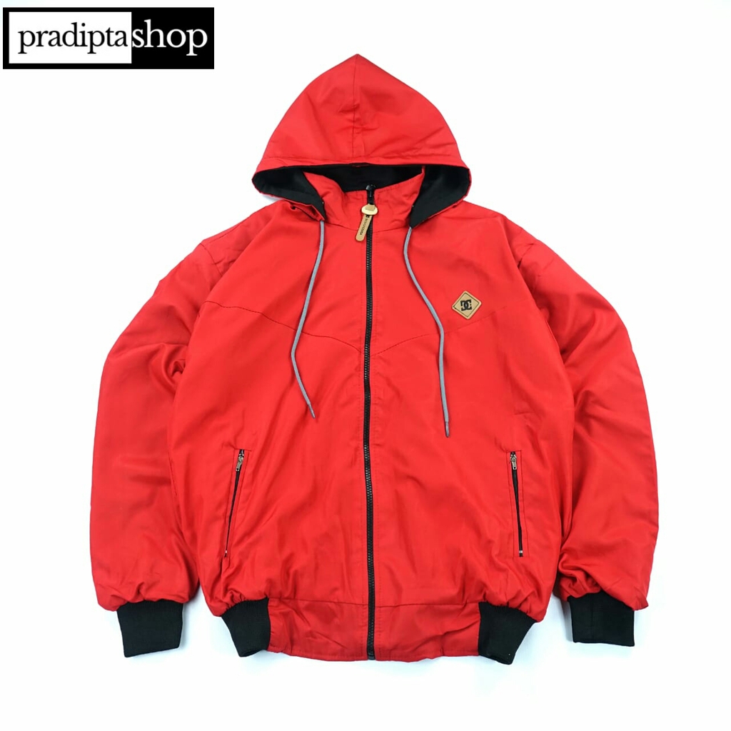 Jaket Pria Parasut Merah Hitam Premium Jaket Bolak Balik