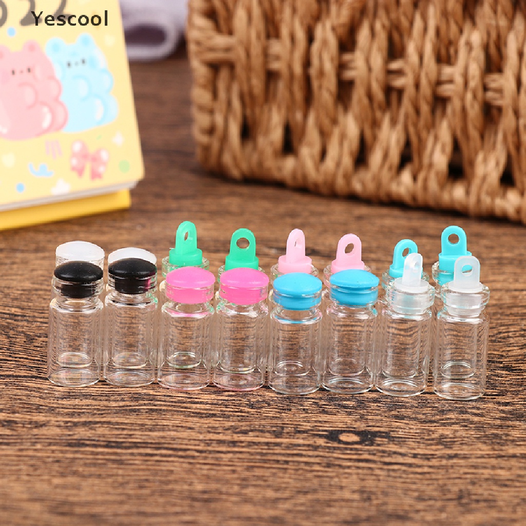 Yescool 10Pcs 1ML 11*22mm Glass Bottles Tiny Glass Jar Sealed Bottles Wishing Bottles .