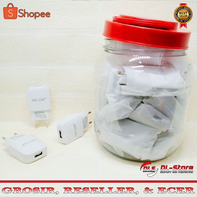 Batok Charger JSC OM 2.4A 1USB Real 1A Adaptor Charger JSC OM 1PCS