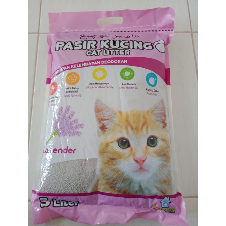 Pasir Kucing KAWAN Cat Litter 5 Liter LAVENDER&KOPI Gumpal Wangi