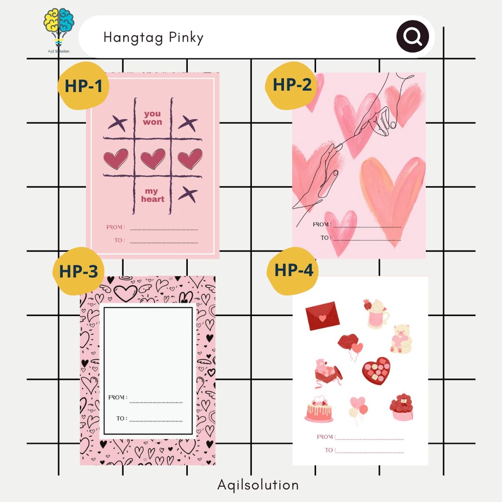 [30 pcs] Hangtag Pinky Perlengkapan Packaging Kemasan Pakaian Pink Series Hangtag Kasih Sayang By Aqilsolution