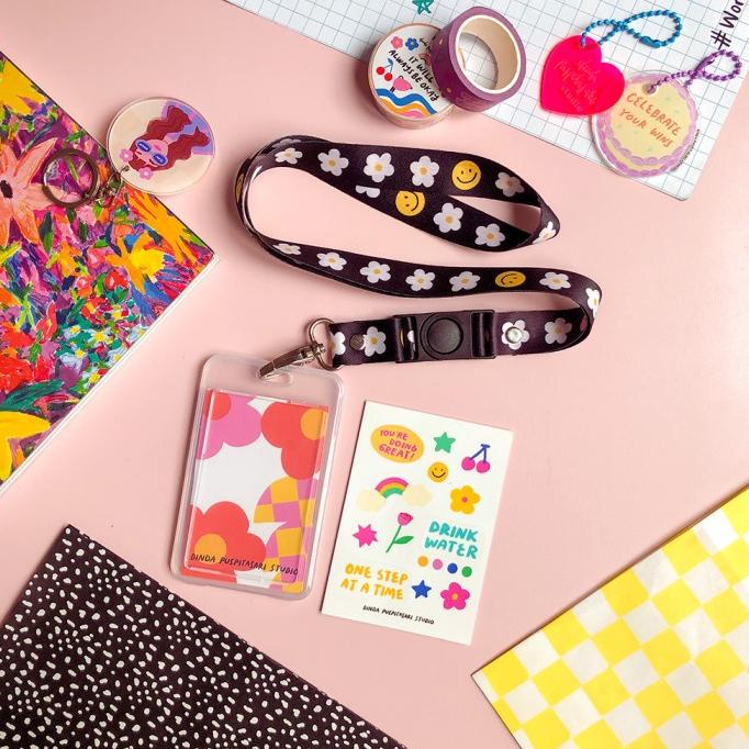 

Office & Stationery | Document Organizer | Daisy Lanyard With Stickers And Card Case | Best Seller