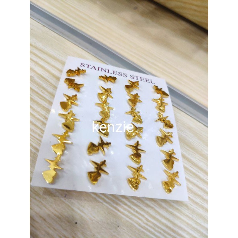 ANTING TUSUK TITANIUM MOTIF LOVE PETIR ISI 12 PASANG