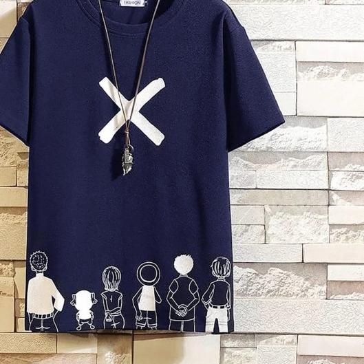 KAOS DISTRO ANIME ONE PIECE NAKAMA / KAOS DISTRO PRIA / TSHIRT ANIME - Kuning