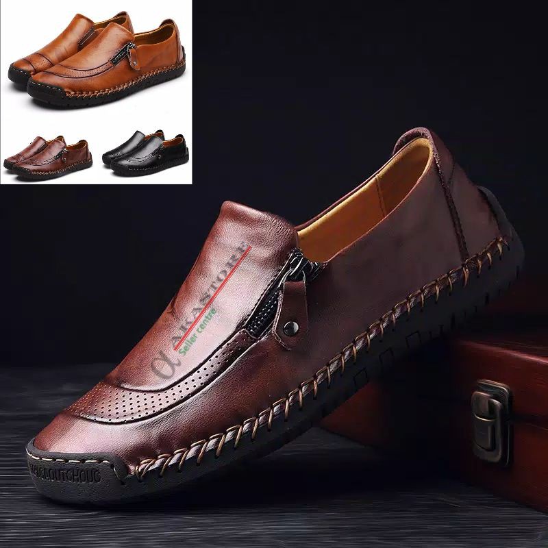 sepatu loafers pria kulit asli