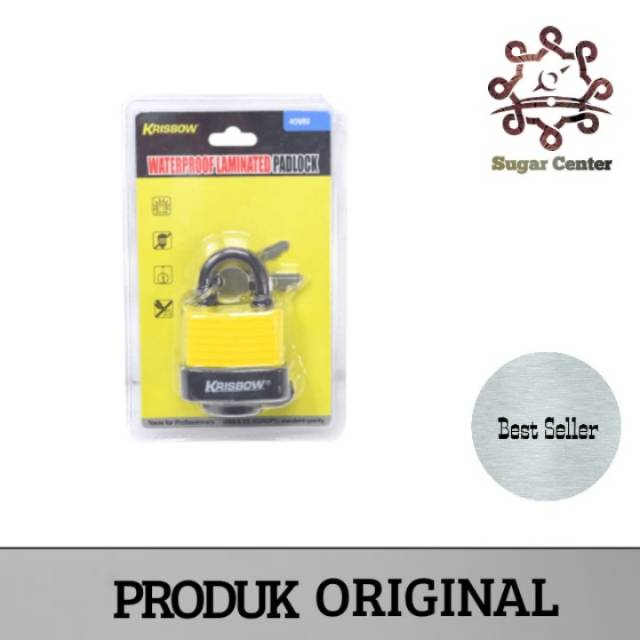 Krisbow Gembok Tahan Air - Gembok Pagar - Gembok Gudang 4 Cm - Kuning