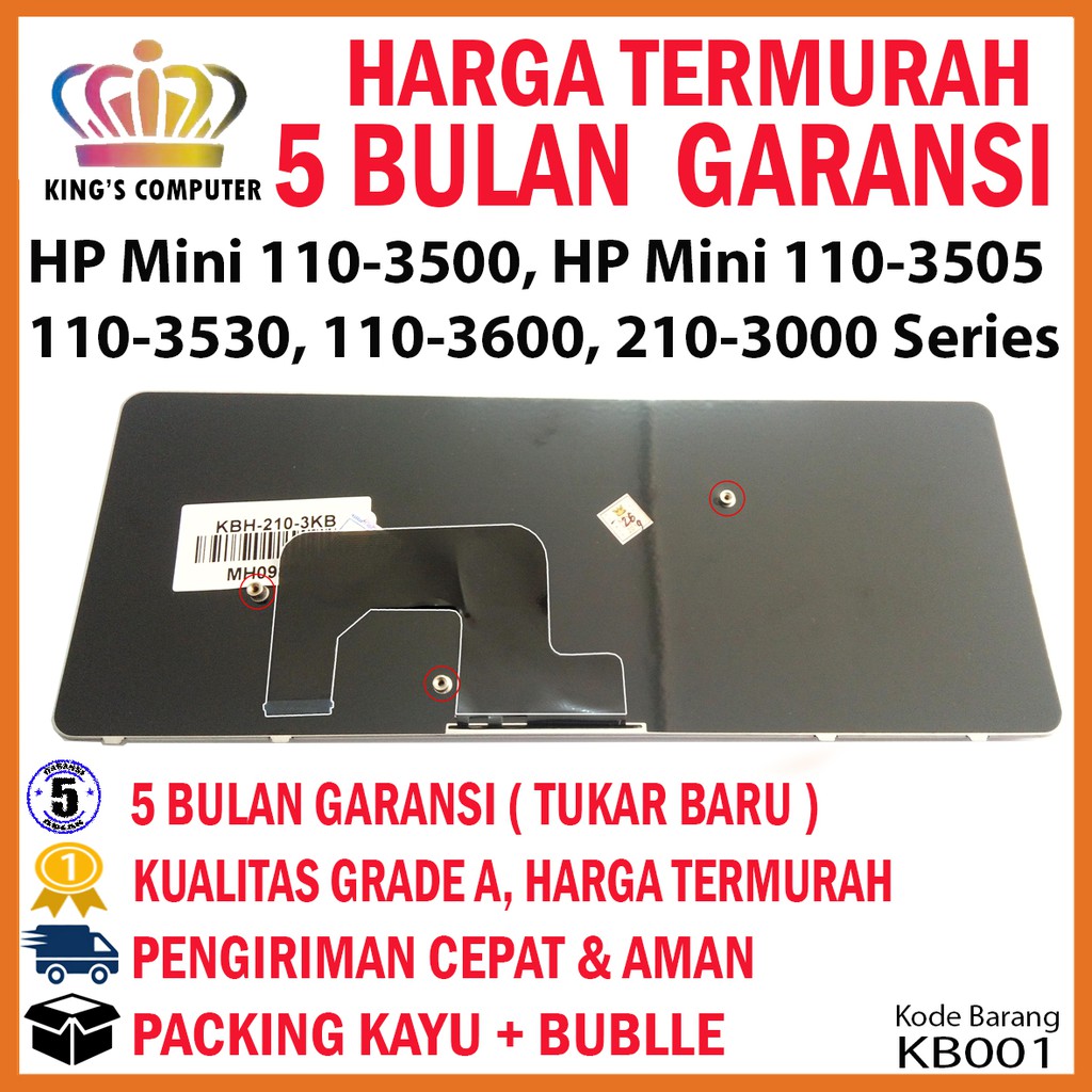 Keyboard Laptop (HITAM) HP Mini 110-3500 HP Mini 110-3505 110-3530 110-3600 210-3000 Series