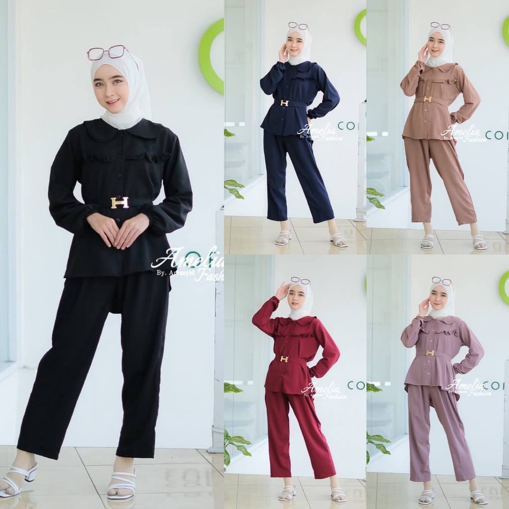 KIRANA AMELIA one set kringkel atasan mix celana terbaru long tunik kerja santai hangout busui hamil adem